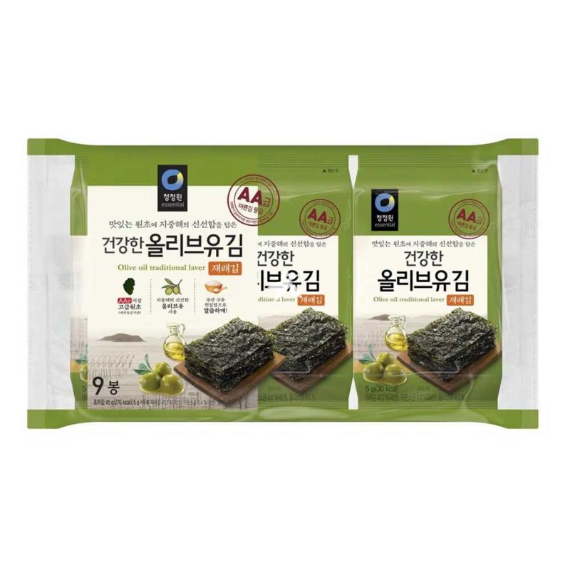 Koreansk Sjögräs Snacks Olivolja 5gx9-pack, Chung Jung One