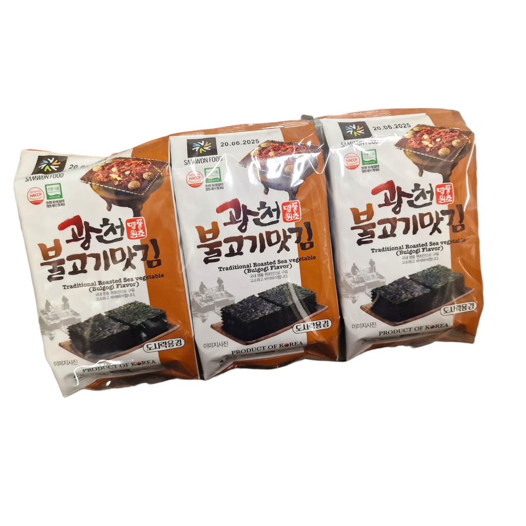 Koreansk Sjögräs Snacks Bulgogi 4gx3-pack, Samwon Food